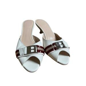 Bally Of Switzerland White Heel Sandals Women Size 7.5